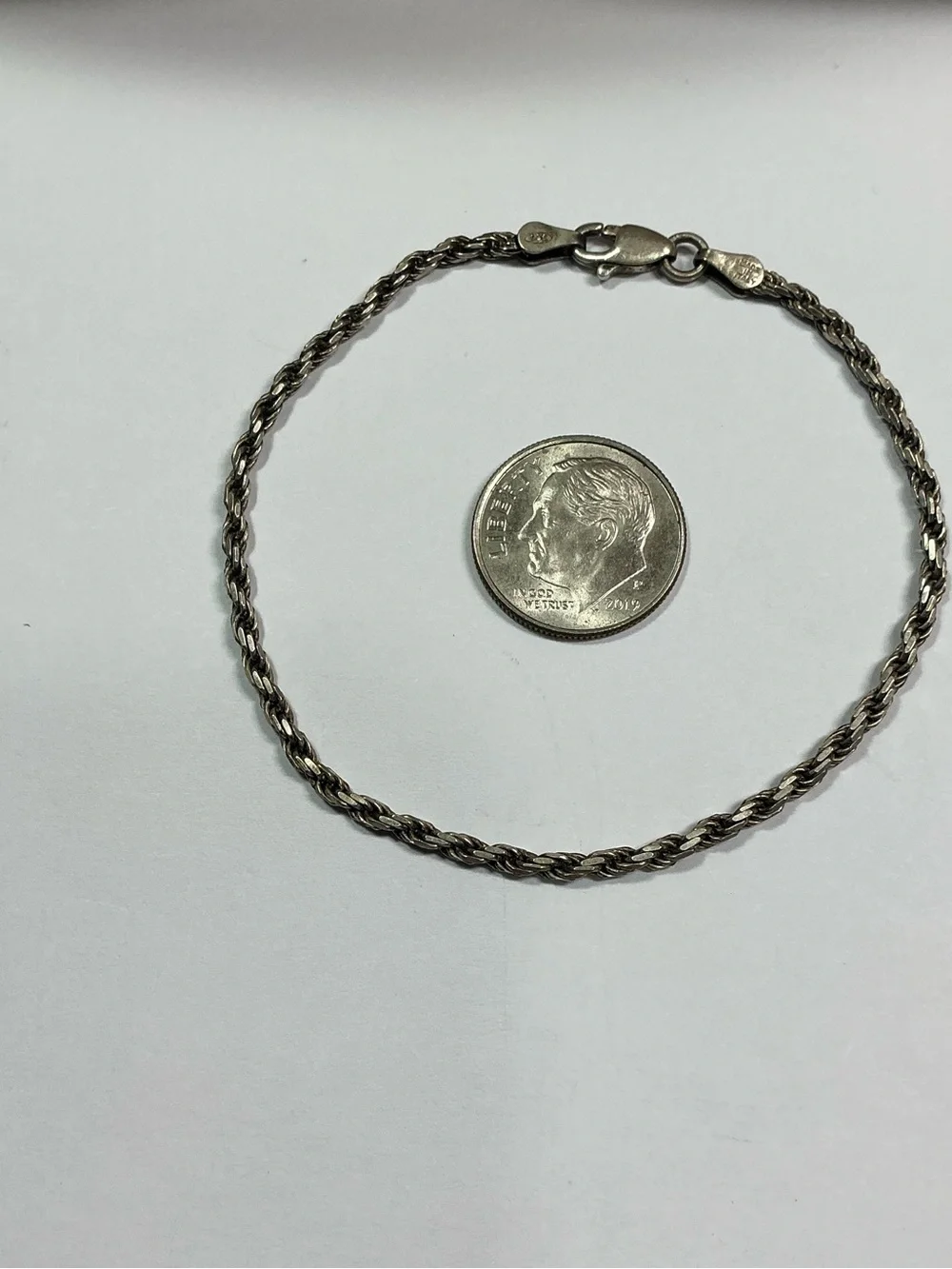 Sterling Silver Rope Chain Bracelet - Silver